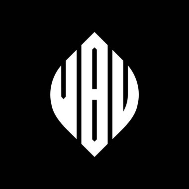 Çember ve elips şekilli VBU daire harf logosu tasarımı. Tipografik biçimli VBU elips harfleri. Üç baş harf daire şeklinde bir logo oluşturuyor. VBU Çember Amblemi Soyut Monogram Harf İşaretleyici Vektörü.