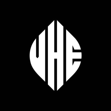 Çember ve elips şekilli VHE daire harf logosu tasarımı. Tipografik tarzda elips harfler. Üç baş harf daire şeklinde bir logo oluşturuyor. VHE Çember Amblemi Soyut Monogram Harf İşareti Vektörü.