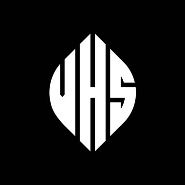 Çember ve elips şekilli VHS daire harf logosu tasarımı. Tipografik biçimli VHS elips harfleri. Üç baş harf daire şeklinde bir logo oluşturuyor. VHS Çember Amblemi Soyut Monogram Harf İşaretleyici Vektörü.