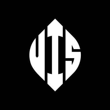 Çember ve elips şekilli VIS daire harf logosu tasarımı. Tipografik şekilli VIS elips harfleri. Üç baş harf daire şeklinde bir logo oluşturuyor. VIS Çemberi Amblemi Soyut Monogram Harf İşaretleme Vektörü.