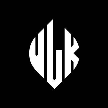 Çember ve elips şekilli VLK daire harf logosu tasarımı. Tipografik biçimli VLK elips harfleri. Üç baş harf daire şeklinde bir logo oluşturuyor. VLK Çember Amblemi Soyut Monogram Harf İşaretleyici Vektörü.