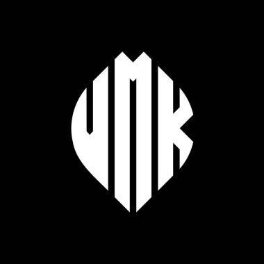 Çember ve elips şekilli VMK daire harf logosu tasarımı. Tipografik biçimli VMK elips harfleri. Üç baş harf daire şeklinde bir logo oluşturuyor. VMK Çember Amblemi Soyut Monogram Harf İşaretleyici Vektörü.