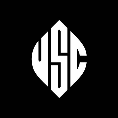 Çember ve elips şekilli VSC daire harf logosu tasarımı. Tipografik tarzda VSC elips harfleri. Üç baş harf daire şeklinde bir logo oluşturuyor. VSC Çemberi Amblemi Soyut Monogram Harf İşaretleyici Vektörü.