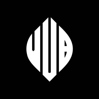 Çember ve elips şekilli VUB daire harf logosu tasarımı. Tipografik biçimli VUB elips harfleri. Üç baş harf daire şeklinde bir logo oluşturuyor. VUB Çember Amblemi Soyut Monogram Harf İşaretleyici Vektörü.