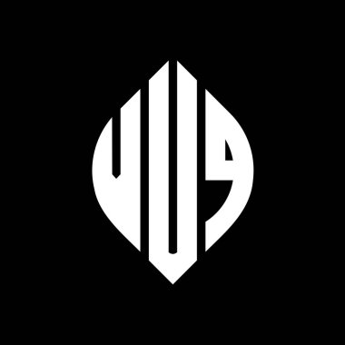 Çember ve elips şekilli VUQ daire harf logosu tasarımı. Tipografik biçimli VUQ elips harfleri. Üç baş harf daire şeklinde bir logo oluşturuyor. VUQ Çemberi Amblemi Soyut Monogram Harf İşaretleyici Vektörü.