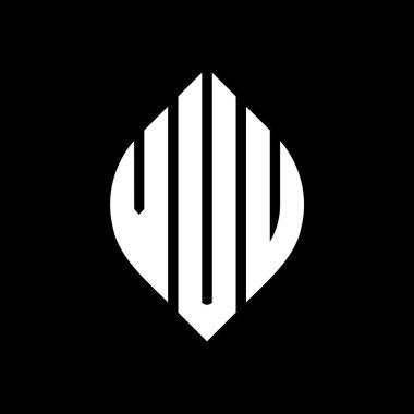 Çember ve elips şekilli VUU daire harf logosu tasarımı. Tipografik biçimli VUU elips harfleri. Üç baş harf daire şeklinde bir logo oluşturuyor. VUU Çember Amblemi Soyut Monogram Harf İşaretleyici Vektörü.