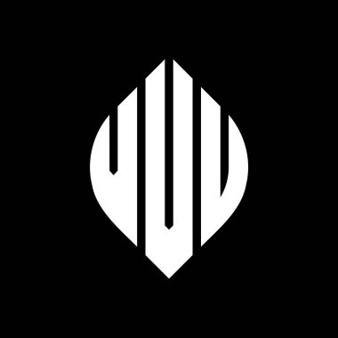Çember ve elips şekilli VVU daire harf logosu tasarımı. Tipografik biçimli VVU elips harfleri. Üç baş harf daire şeklinde bir logo oluşturuyor. VVU Çember Amblemi Soyut Monogram Harf İşaretleyici Vektörü.