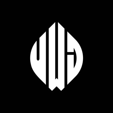 Çember ve elips şekilli VWJ daire harf logosu tasarımı. Tipografik şekilli VWJ elips harfleri. Üç baş harf daire şeklinde bir logo oluşturuyor. VWJ Çember Amblemi Soyut Monogram Harf İşaretleyici Vektörü.