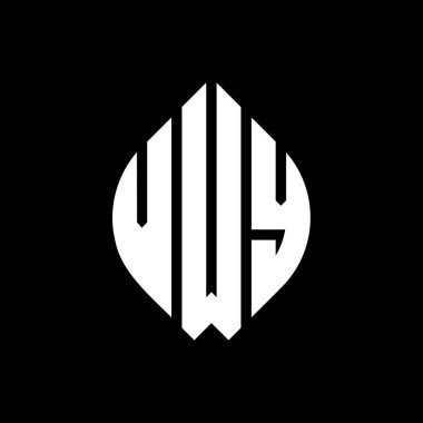 Çember ve elips şekilli VWY daire harf logosu tasarımı. Tipografik biçimli VWY elips harfleri. Üç baş harf daire şeklinde bir logo oluşturuyor. VWY Çember Amblemi Soyut Monogram Harf İşaretleyici Vektörü.