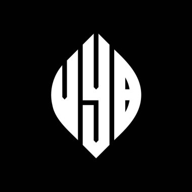 Çember ve elips şekilli VYB daire harf logosu tasarımı. Tipografik biçimli VYB elips harfleri. Üç baş harf daire şeklinde bir logo oluşturuyor. VYB Çember Amblemi Soyut Monogram Harf İşaretleyici Vektörü.