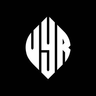 Çember ve elips şekilli VYR daire harf logosu tasarımı. Tipografik biçimli VYR elips harfleri. Üç baş harf daire şeklinde bir logo oluşturuyor. VYR Çember Amblemi Soyut Monogram Harf İşaretleyici Vektörü.