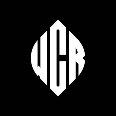 Çember ve elips şekilli WCR daire harf logosu tasarımı. Tipografik biçimli WCR elips harfleri. Üç baş harf daire şeklinde bir logo oluşturuyor. WCR Çember Amblemi Soyut Monogram Harf İşaretleyici Vektörü.
