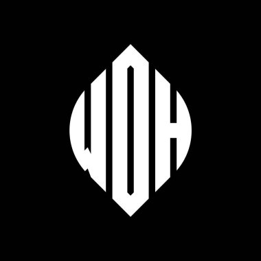 Çember ve elips şekilli WDH daire harf logosu tasarımı. Tipografik biçimli WDH elips harfleri. Üç baş harf daire şeklinde bir logo oluşturuyor. WDH Çember Amblemi Soyut Monogram Harf İşaretleyici Vektörü.