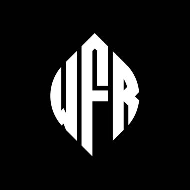 Çember ve elips şekilli WFR daire harf logosu tasarımı. WFR elips harfleri tipografik tarzda. Üç baş harf daire şeklinde bir logo oluşturuyor. WFR Çember Amblemi Soyut Monogram Harf İşaretleyici Vektörü.