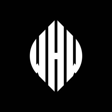 Çember ve elips şekilli harfli logo tasarımı. Typographic tarzında elips harfler. Üç baş harf daire şeklinde bir logo oluşturuyor. WHW Çemberi Amblemi Soyut Monogram Harf İşaretleme Vektörü.