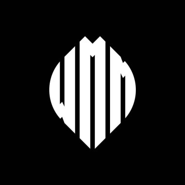 Çember ve elips şekilli WMM daire harf logosu tasarımı. Tipografik biçimli WMM elips harfleri. Üç baş harf daire şeklinde bir logo oluşturuyor. WMM Çember Amblemi Soyut Monogram Harf İşaretleyici Vektörü.
