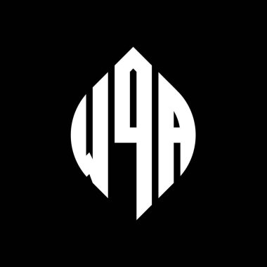 Çember ve elips şekilli WQA daire harf logosu tasarımı. Tipografik biçimli WQA elips harfleri. Üç baş harf daire şeklinde bir logo oluşturuyor. WQA Çember Amblemi Soyut Monogram Harf İşaretleyici Vektörü.
