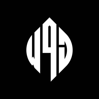 Çember ve elips şekilli WQJ daire harf logosu tasarımı. WQJ elips harfleri tipografik tarzda. Üç baş harf daire şeklinde bir logo oluşturuyor. WQJ Çember Amblemi Soyut Monogram Harf İşaretleyici Vektörü.
