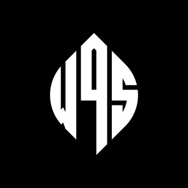 Çember ve elips şekilli WQS daire harf logosu tasarımı. Tipografik biçimli WQS elips harfleri. Üç baş harf daire şeklinde bir logo oluşturuyor. WQS Çember Amblemi Soyut Monogram Harf İşaretleyici Vektörü.