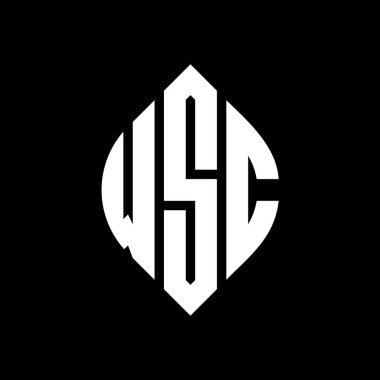 Çember ve elips şekilli WSC daire harf logosu tasarımı. Tipografik şekilli WSC elips harfleri. Üç baş harf daire şeklinde bir logo oluşturuyor. WSC Çemberi Amblemi Soyut Monogram Harf İşaretleyici Vektörü.