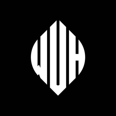 Çember ve elips şekilli WUH daire harf logosu tasarımı. Typographic tarzında elips harfler. Üç baş harf daire şeklinde bir logo oluşturuyor. WUH Çember Amblemi Soyut Monogram Harf İşaretleme Vektörü.