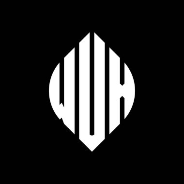 Çember ve elips şekilli WUX daire harf logosu tasarımı. Tipografik şekilli WUX elips harfleri. Üç baş harf daire şeklinde bir logo oluşturuyor. WUX Çember Amblemi Soyut Monogram Harf İşaretleyici Vektörü.