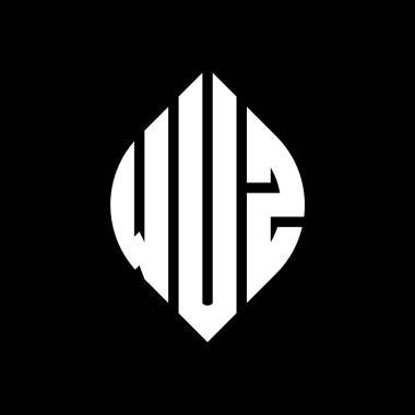 Çember ve elips şekilli WUZ daire harf logosu tasarımı. Tipografik şekilli WUZ elips harfleri. Üç baş harf daire şeklinde bir logo oluşturuyor. WUZ Çember Amblemi Soyut Monogram Harf İşaretleyici Vektörü.