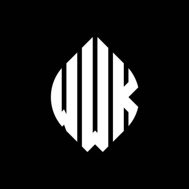Çember ve elips şekilli WWK daire harf logosu tasarımı. Tipografik biçimli WWK elips harfleri. Üç baş harf daire şeklinde bir logo oluşturuyor. WWK Çemberi Amblemi Soyut Monogram Harf İşaretleyici Vektörü.