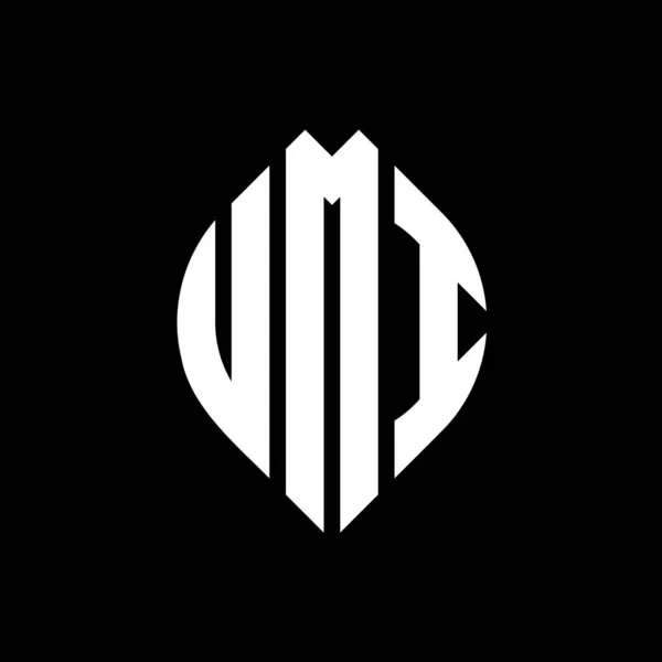 Logo Circolare Umi Con Forma Circolare Ellittica Lettere Ellittiche Umi — Vettoriale Stock