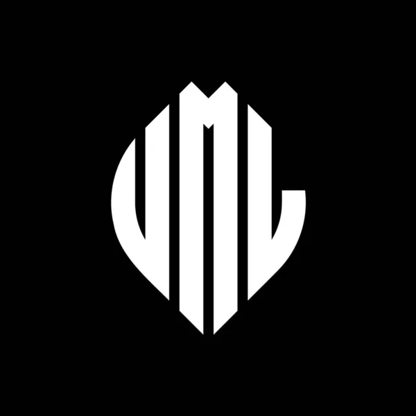 Logo Lettera Cerchio Uml Design Con Cerchio Forma Ellittica Lettere — Vettoriale Stock