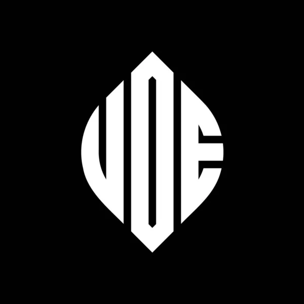 Uoe Cerchio Lettera Logo Design Con Cerchio Forma Ellittica Lettere — Vettoriale Stock