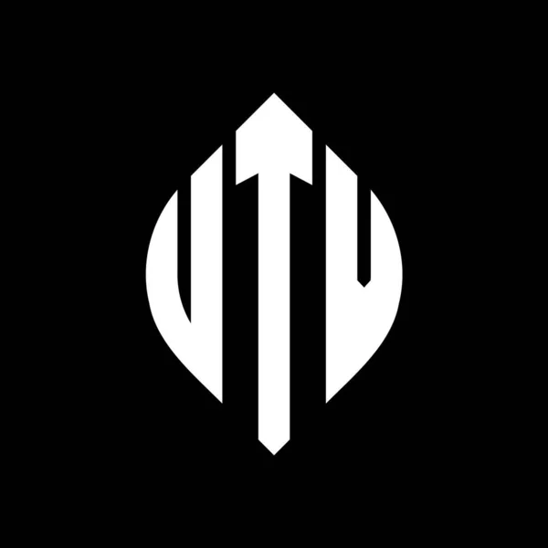 Diseño Del Logotipo Letra Del Círculo Utv Con Forma Círculo — Vector de stock