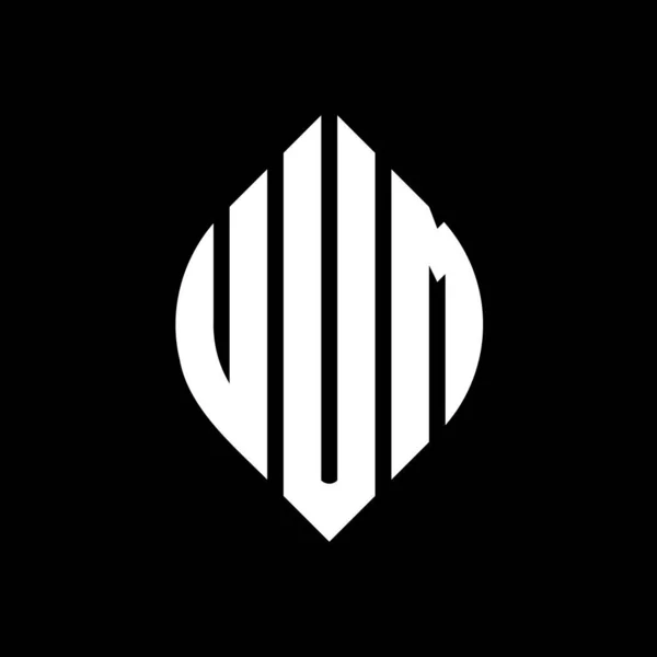 Uum Kruh Písmeno Logo Design Kružnicí Elipsy Tvar Uum Elipsy — Stockový vektor