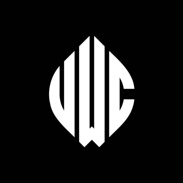 Uwc Kruhové Písmeno Logo Design Kruhovým Elipsovým Tvarem Uwc Elipsy — Stockový vektor