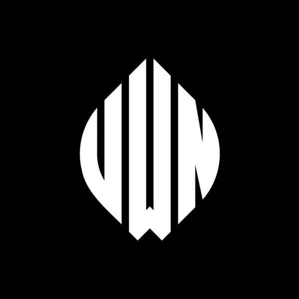 Uwn Kruhové Písmeno Logo Design Kruhovým Elipsovým Tvarem Uwn Elipsy — Stockový vektor