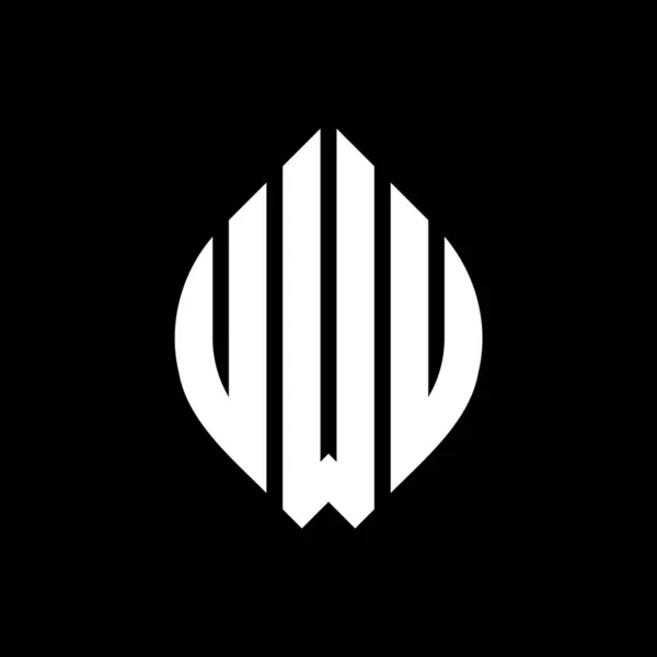 Uwu Cerchio Lettera Logo Design Con Cerchio Forma Ellittica Lettere — Vettoriale Stock