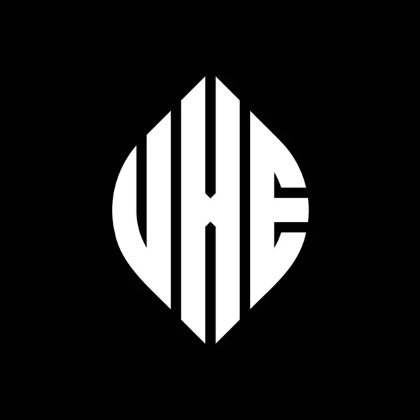 Çember Elips Şekilli Uxe Daire Harf Logosu Tasarımı Tipografik Biçimli — Stok Vektör