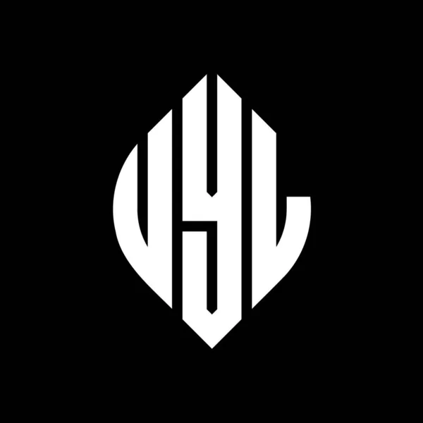 Uyl Дизайн Логотипа Круга Буквы Кругом Эллипсом Формы Uyl Эллиптические — стоковый вектор
