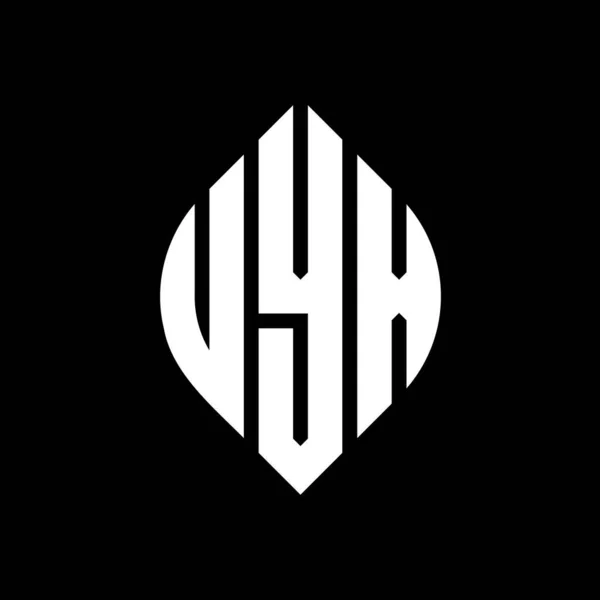 Uyx Дизайн Логотипа Круга Буквы Кругом Эллипсом Формы Uyx Эллиптические — стоковый вектор
