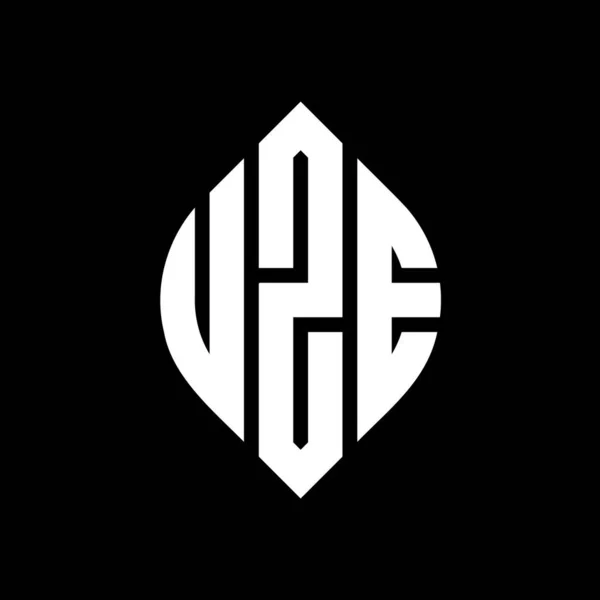 Uze Буква Дизайн Логотипа Круга Кругом Эллипсом Формы Узе Эллиптические — стоковый вектор