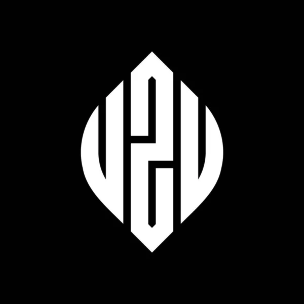 Дизайн Логотипа Круга Узу Кружком Эллипсом Узу Эллиптические Буквы Типографским — стоковый вектор