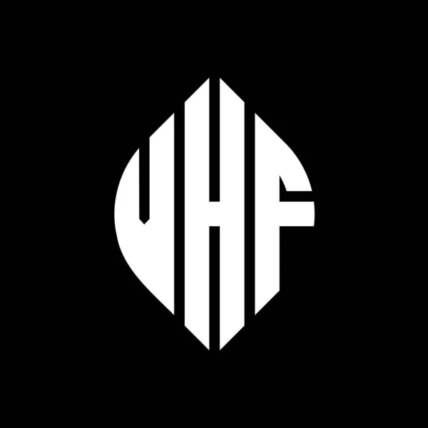 Vhf Кругової Літери Дизайн Логотипу Колом Формою Еліпса Vhf Еліпс — стоковий вектор
