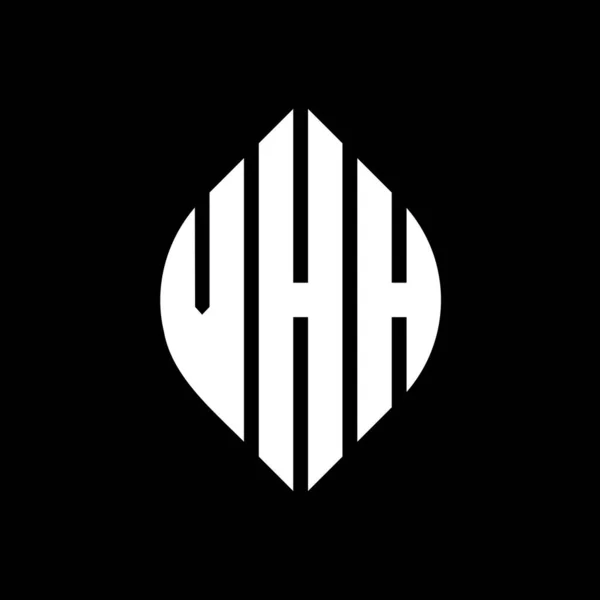 Дизайн Логотипа Круга Vhh Кругом Эллипсом Vhh Эллиптические Буквы Типографским — стоковый вектор