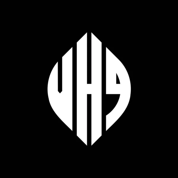 Vhq Cerchio Lettera Logo Design Con Cerchio Forma Ellittica Lettere — Vettoriale Stock