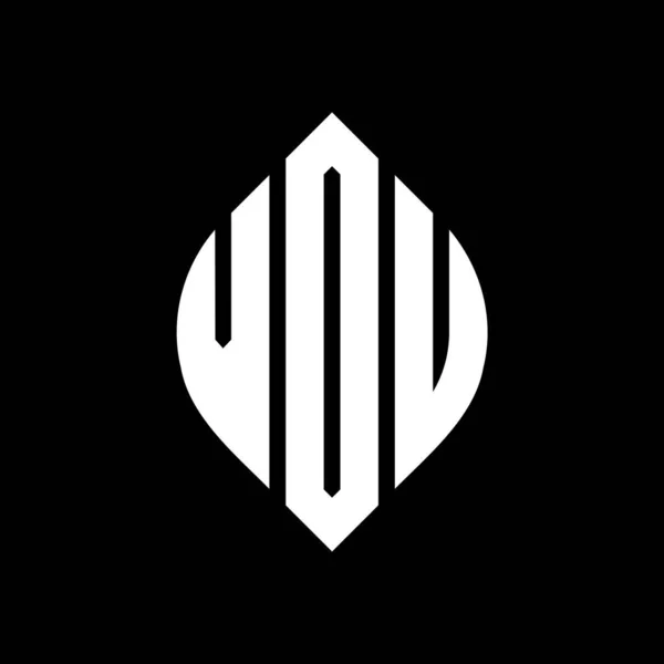 Logo Okręgu Vou Okręgiem Elipsą Litery Eliptyczne Vou Stylem Typograficznym — Wektor stockowy