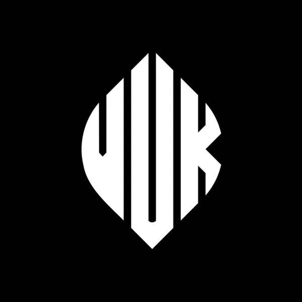 Vuk Cerchio Lettera Logo Design Con Cerchio Forma Ellittica Lettere — Vettoriale Stock