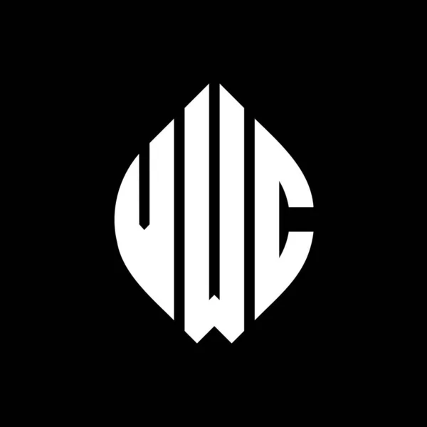Logo Okręgu Vwc Okręgiem Elipsą Litery Eliptyczne Vwc Stylu Typograficznym — Wektor stockowy