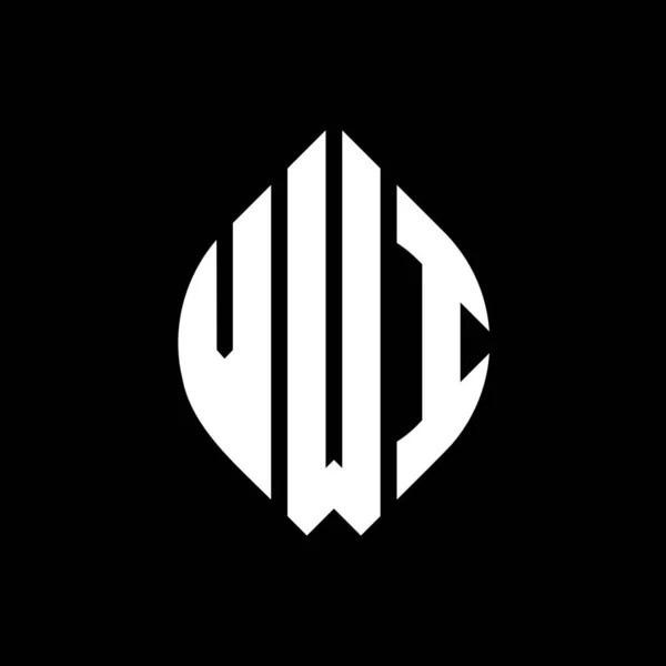 Vwi Cerchio Lettera Logo Design Con Cerchio Forma Ellittica Lettere — Vettoriale Stock