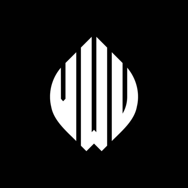 Logo Okręgu Vwu Okręgiem Elipsą Litery Eliptyczne Vwu Stylu Typograficznym — Wektor stockowy