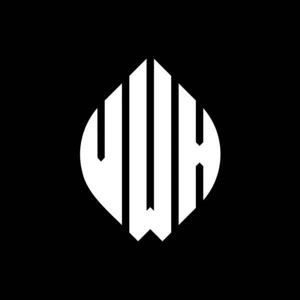 Desain Logo Lingkaran Vwx Dengan Lingkaran Dan Bentuk Elips Huruf - Stok Vektor